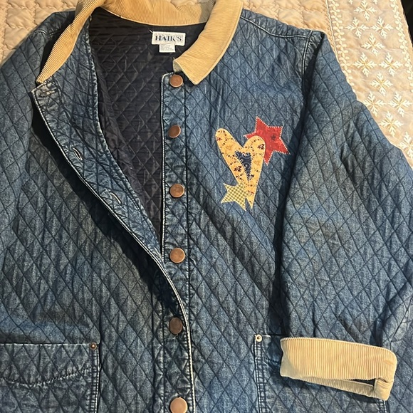 Haik’s Vintage 90s Women’s Barn Chore Coat patchwork design Denim Blue Size 2X - Picture 4 of 7